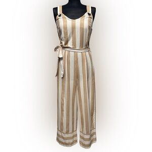 Japna Striped Wide-Leg Jumpsuit with Tie Waist - Size M
